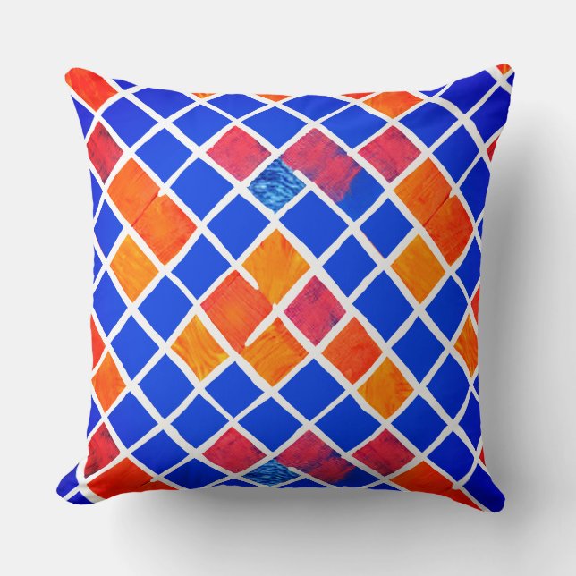 Blue Tiles and Colors Design  Throw Pillow (Front)