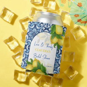 Blue tiles and lemon Amalfi bridal gifts thank you Can Cooler