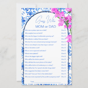 Blue Tiles baby shower games guess who mom or dad