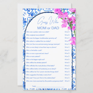 Blue Tiles baby shower games guess who mom or dad