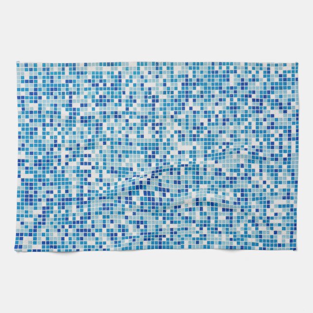 Blue tiles background kitchen towel (Horizontal)
