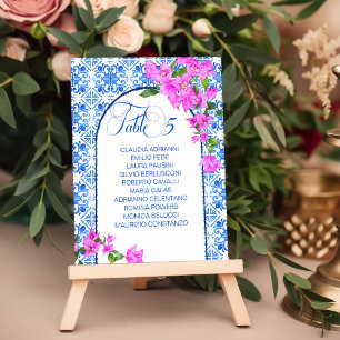 Blue Tiles Bougainvillea elegant table numbers