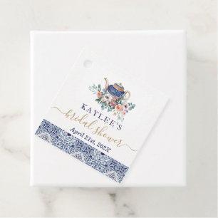 Blue tiles Bridal Shower tea favour tag