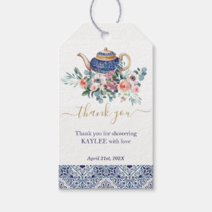 Blue tiles Bridal Shower tea Thank favour  Gift Tags