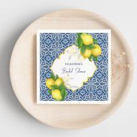 Blue tiles lemon Amalfi bridal shower party custom