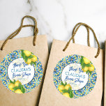 Blue tiles lemon Amalfi Positano bridal shower Classic Round Sticker<br><div class="desc">Blue tiles lemon Amalfi Positano bridal shower thank you stickers .</div>