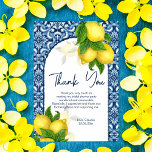 Blue tiles lemon Amalfi Positano bridal shower  Thank You Card<br><div class="desc">Blue tiles and lemon Amalfi Positano Italian Mediterranean style bridal shower thank you card template.</div>