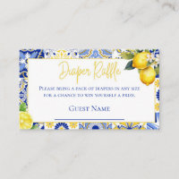 Blue Tiles Lemon Baby Shower Diaper Raffle