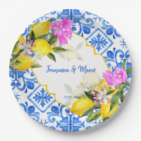 Blue tiles lemon Bougainvillea custom wedding