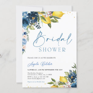Blue Tiles Lemon Bridal Shower Invitation