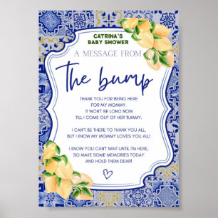 Blue Tiles Lemon Citrus Baby Shower Sign