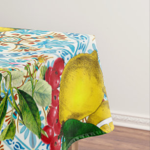 Blue tiles lemon Mediterranean Tablecloth