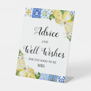 Blue Tiles Lemons Advice and Well Wishes Sign