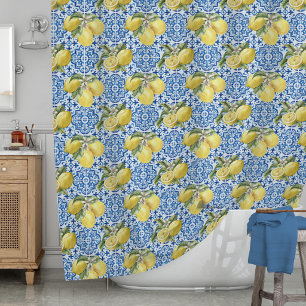 Blue Tiles Mediterranean Lemon Pattern