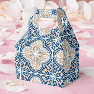 Blue Tiles Mediterranean Lemon Pattern Favor Box