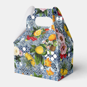 Blue Tiles Mediterranean Lemon Pattern Favor Box