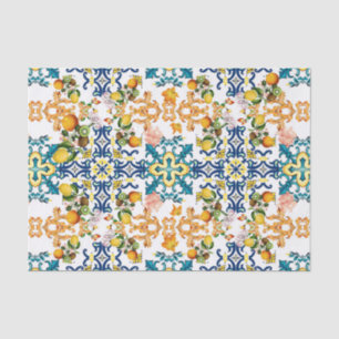 Blue Tiles Mediterranean Pattern Tissue Paper