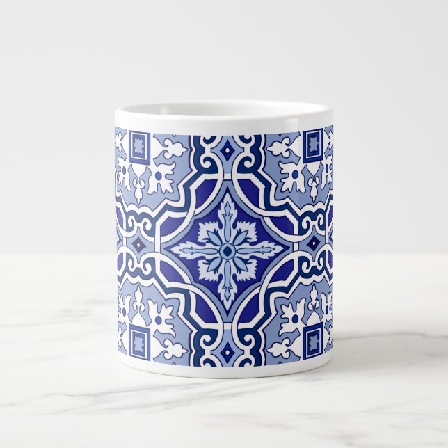 Blue tiles, Mediterranean tiles   Large Coffee Mug (Front)