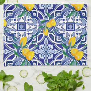 Blue tiles,Mediterranean tiles,majolica     Kitchen Towel