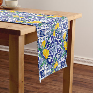 Blue tiles,Mediterranean tiles,majolica Short Table Runner