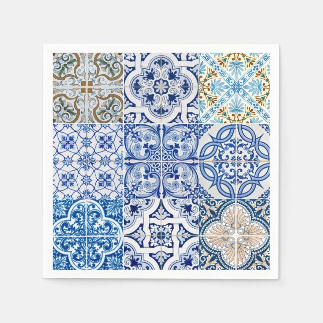 Blue Tiles Paper Napkins (Front)