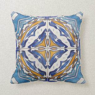 Blue Tiles Throw Pillow