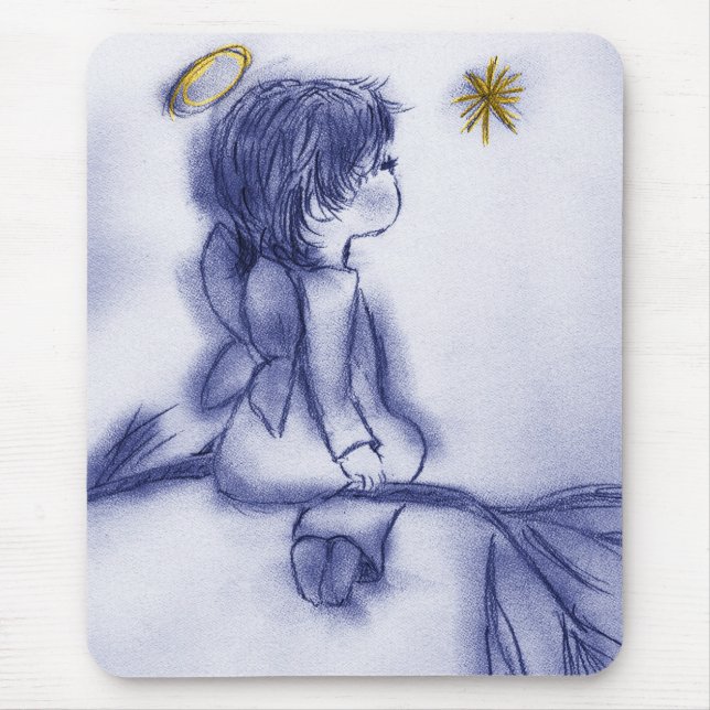 blue tint angel wishing mouse pad (Front)