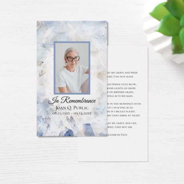 Blue Tint Carnation Floral Funeral Memorial Prayer (Desk)