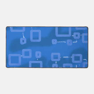 Blue Tint Geometric Squares Desk Mat