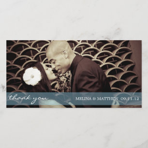 BLUE TINT SHEER LINE WEDDING THANK YOU CARD