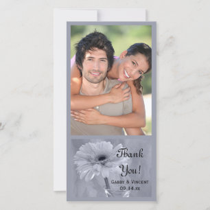 Blue Tinted Daisy Wedding Thank You Card