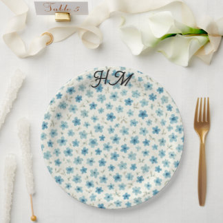 Blue Tiny Flower Simple -Customize Paper Plate