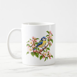 Blue Tit on Blossom Branch Botanical Bird  Coffee Mug