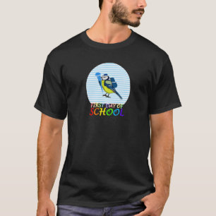 Blue Titmouse Bird First Day of School First Grade T-Shirt