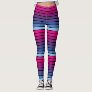 Blue To Pink Gradient Striped Leggings