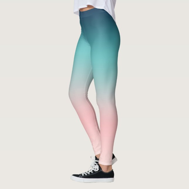 Blue to Pink Sunset Ombre Leggings (Left)