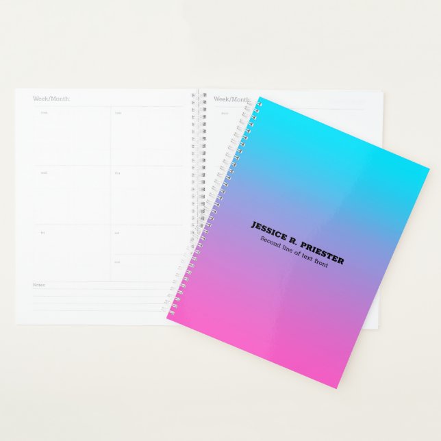 Blue to pur ombre background 3 ring binder planner (Display)