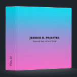 Blue to purple ombre background 3 ring binder<br><div class="desc">Blue to purple ombre background. Simple modern design and comes with customizable text.</div>