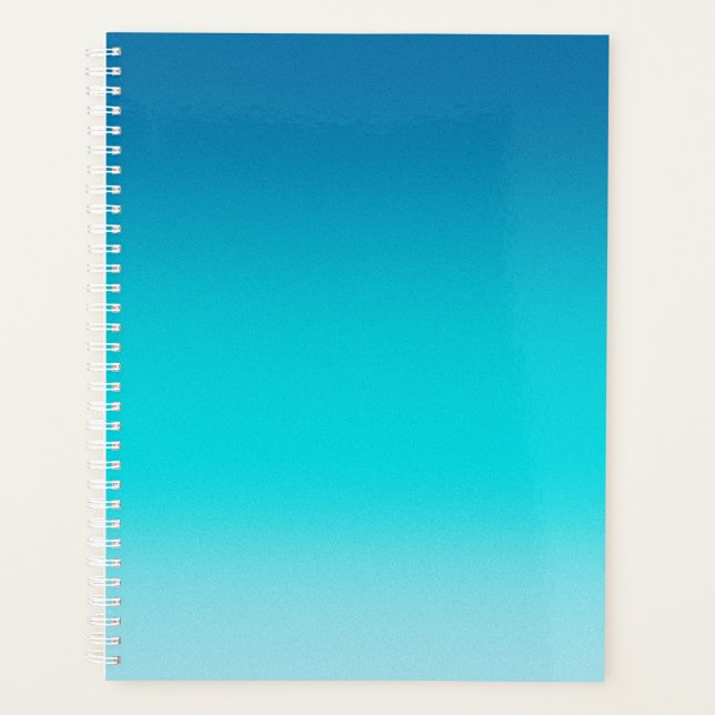 Blue to Teal Gradient Spiral Notebook Minimalist  Planner (Front)