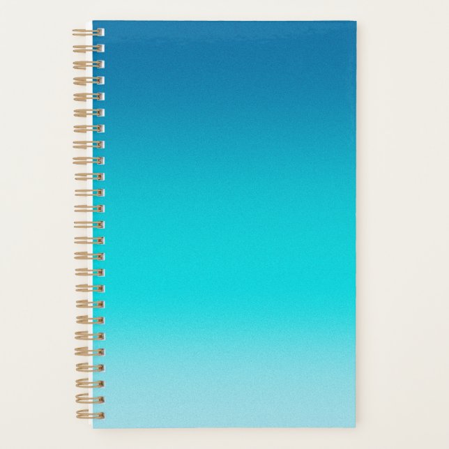 Blue to Teal Gradient Spiral Notebook Minimalist  Planner (Front)