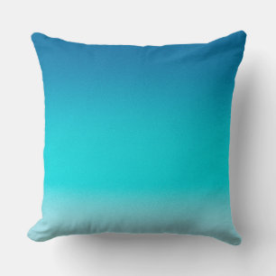 Blue to Teal Gradient Throw Pillow Minimalist Mode