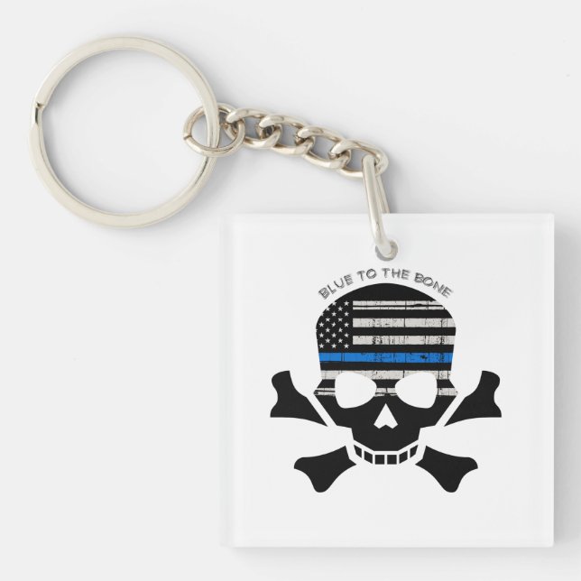Blue to the Bone (black) Keychain (Front)