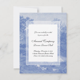 Blue Toil de Jouy French Country Shabby Elegance Invitation