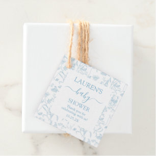 Blue Toile Bear Baby Shower Boy Favour Tags