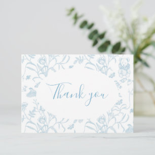 Blue Toile Bear Baby Shower Boy Thank You Card
