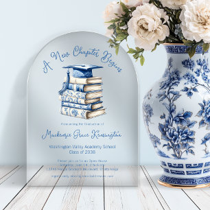 Blue Toile Books Coquette New Chapter Graduation Acrylic Invitations