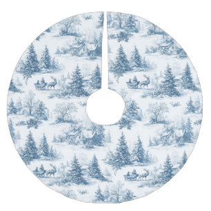Blue Toile Christmas Pattern  Brushed Polyester Tree Skirt