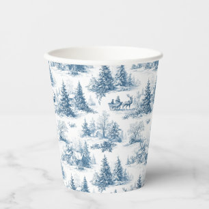 Blue Toile Christmas Pattern  Paper Cups