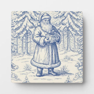 Blue Toile Christmas  Plaque