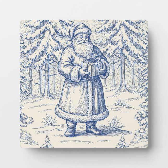 Blue Toile Christmas  Plaque (Front)